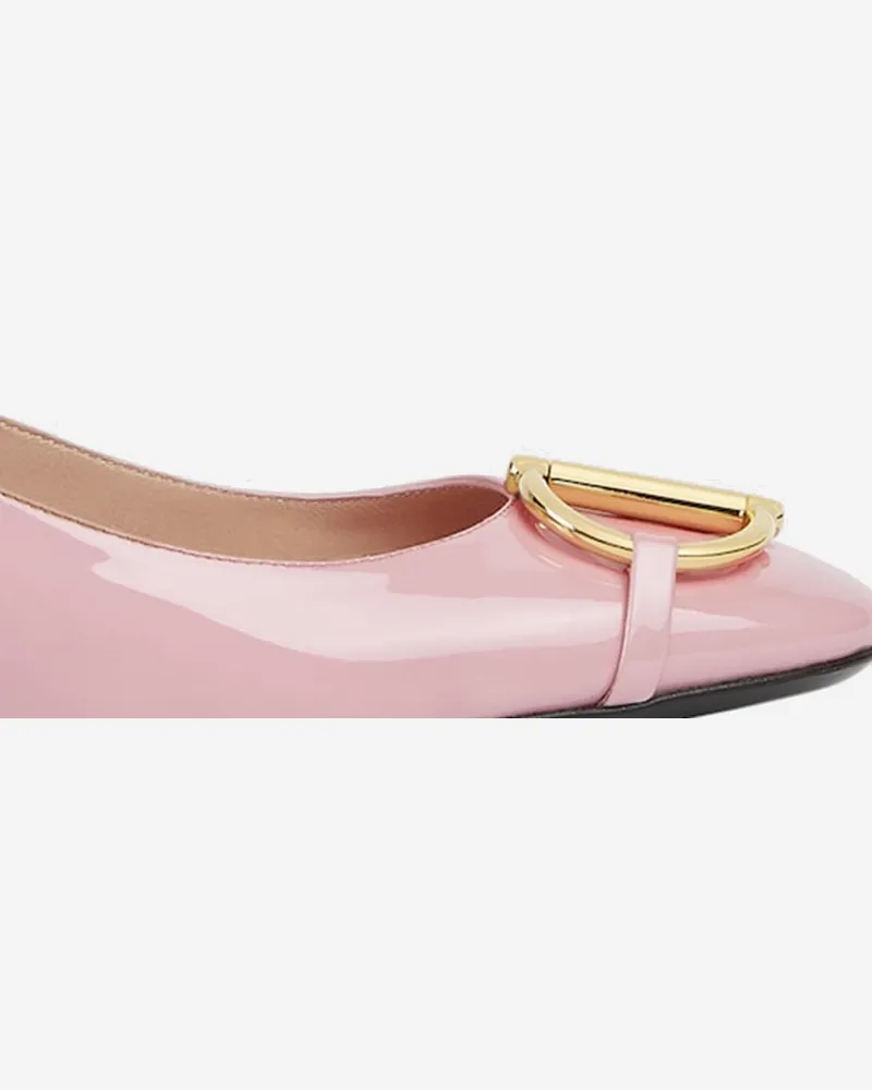 Gucci Women's Ballerina Flats With Half Clasp Pink Calf Skin Pink