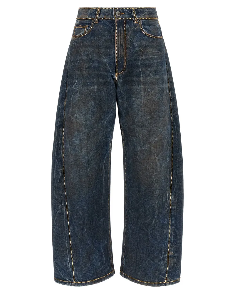 Giuseppe di Morabito Rhinestone-Embellished Wide-Leg Jeans — Blue Blue