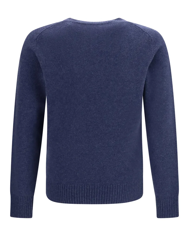 Brooksfield Men's Crewneck Sweater Blue Kashmir-Capra Hircus Kashmir/capra 