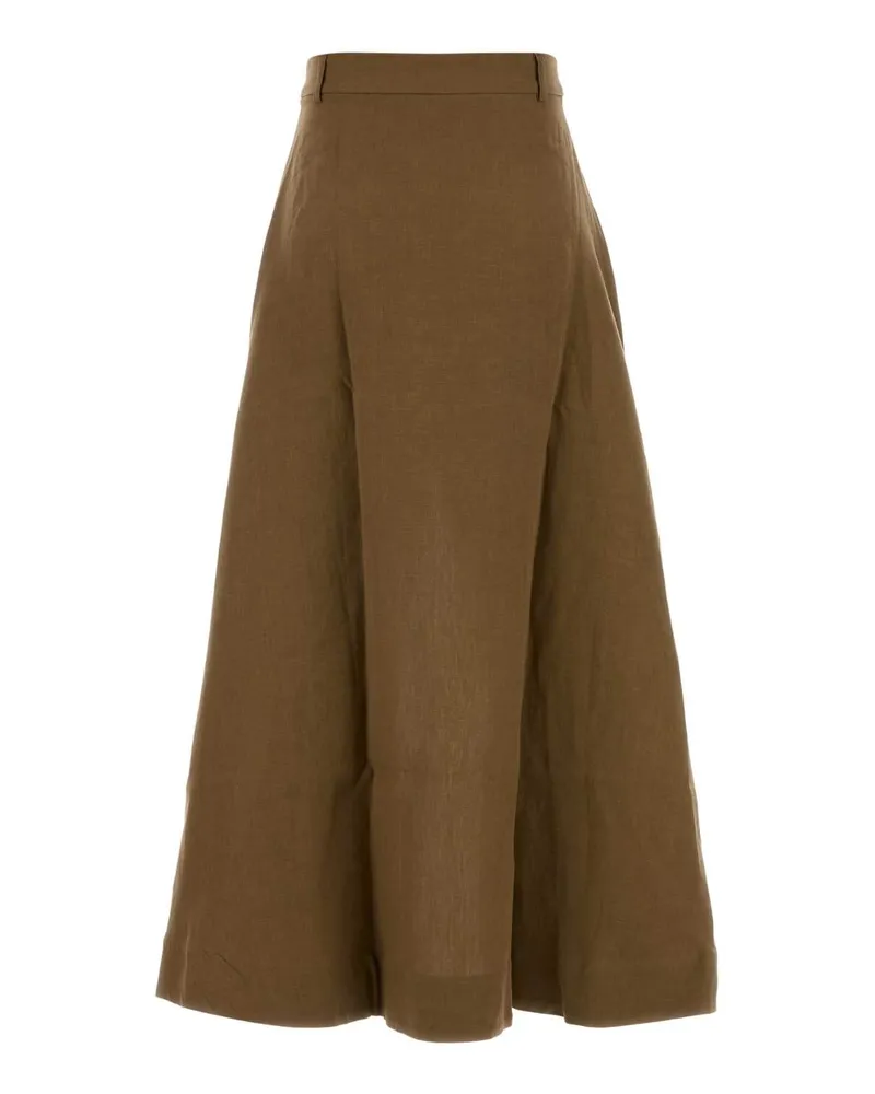 Le Kasha 1918 Women's Brown Linen Skirt Tabacco Exterior: Gonne Brown
