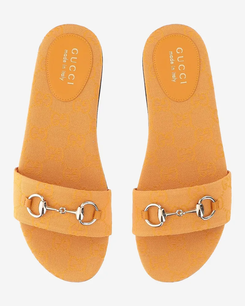Gucci Canvas Slide Sandals — Orange Orange