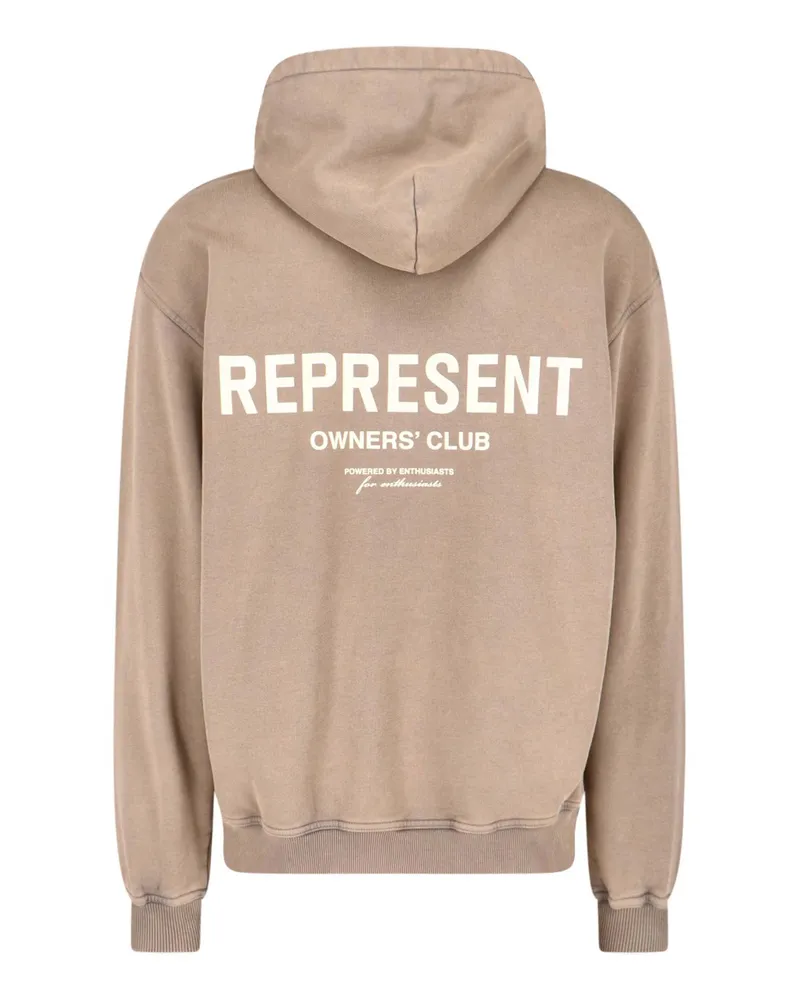 REPRESENT Men's Hooded Sweatshirt Owners Club Almond Cotton Sweatshirts Sweater Beige