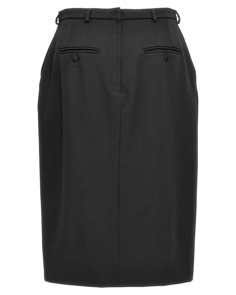 Dolce & Gabbana Women's Black Virgin Wool Midi Skirt Black