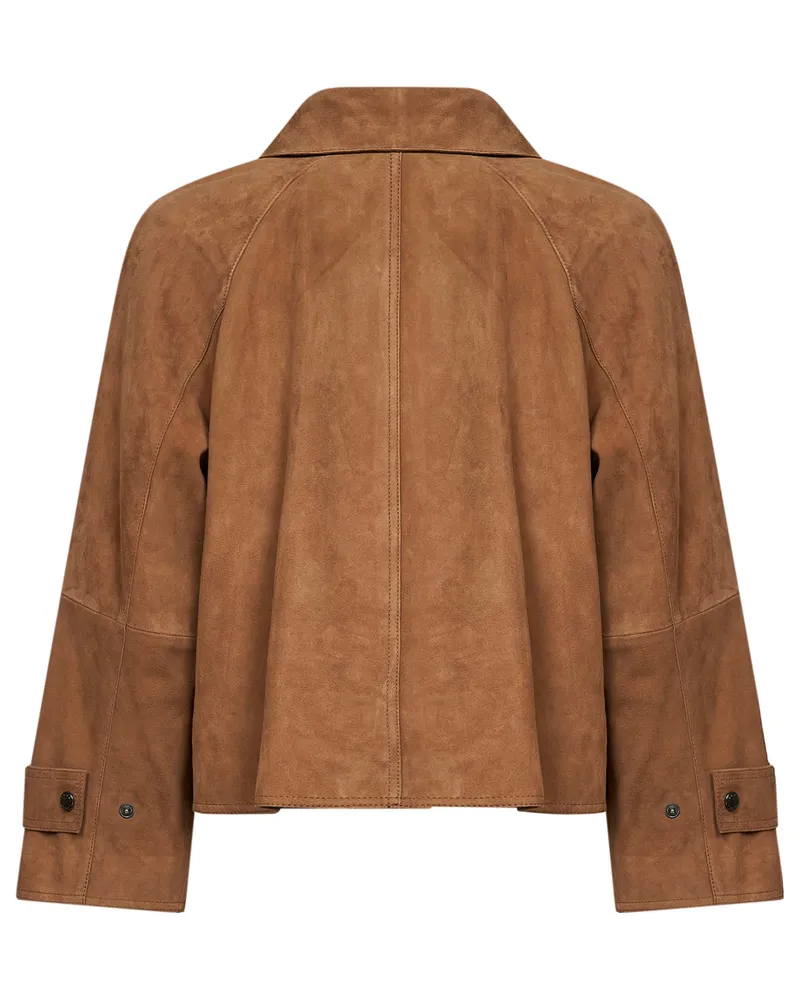 Max Mara Suede Leather Jacket — Brown Brown