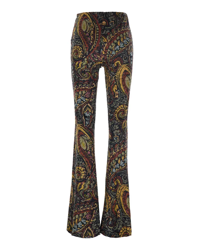 Etro Flared Technical Fabric Trousers — Multicolor Multicolor