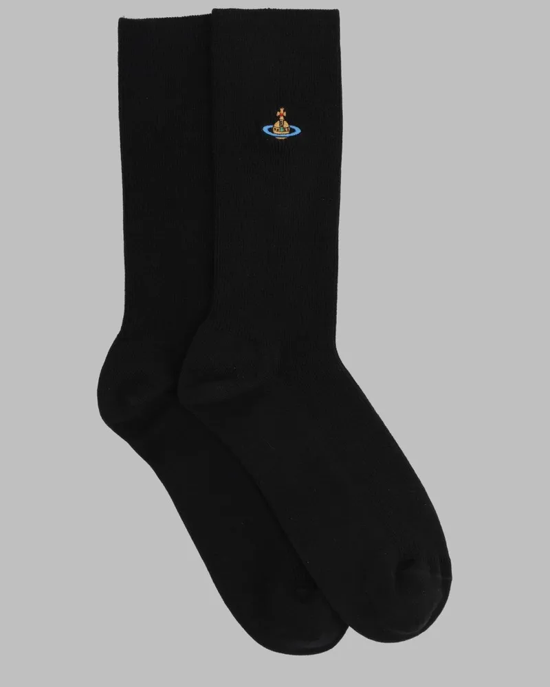 Vivienne Westwood Logo-Embroidered Cotton-Blend Socks — Black Black