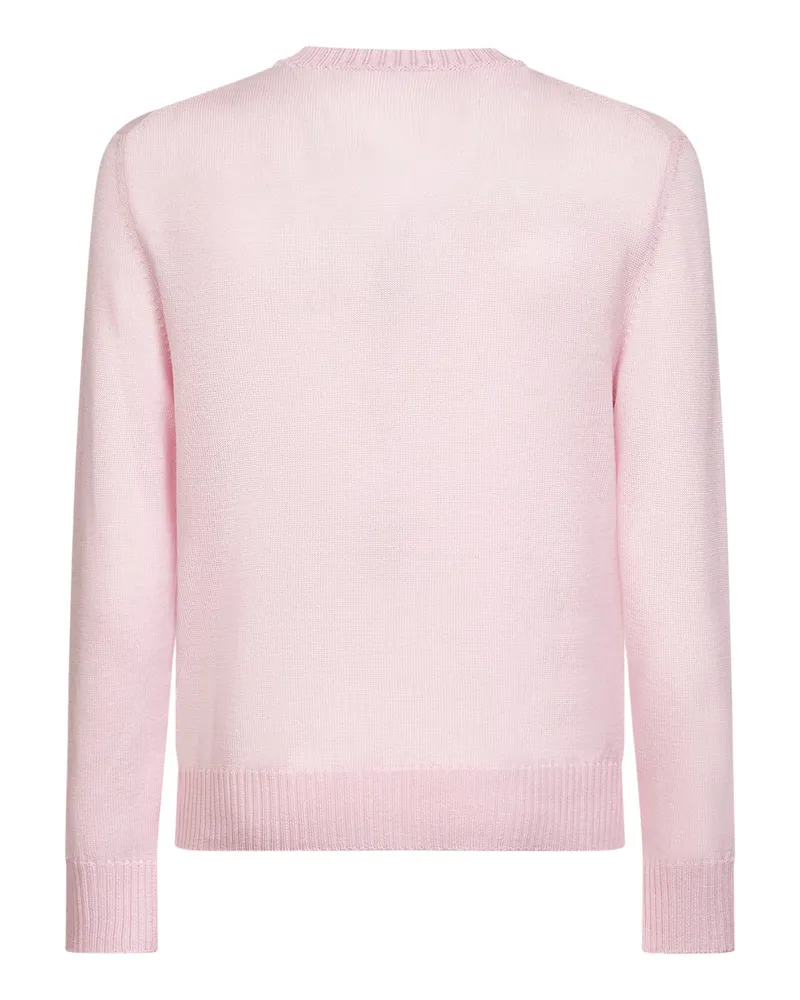Jil Sander Men's Pink Wool Knit Monogram Crewneck Sweater Pink