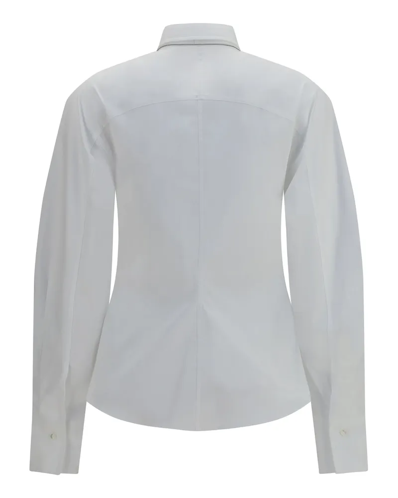 Brunello Cucinelli Women Cotton Blend Shirt With Tie Bianco Cotton; Polyamide; Elastane Bianco