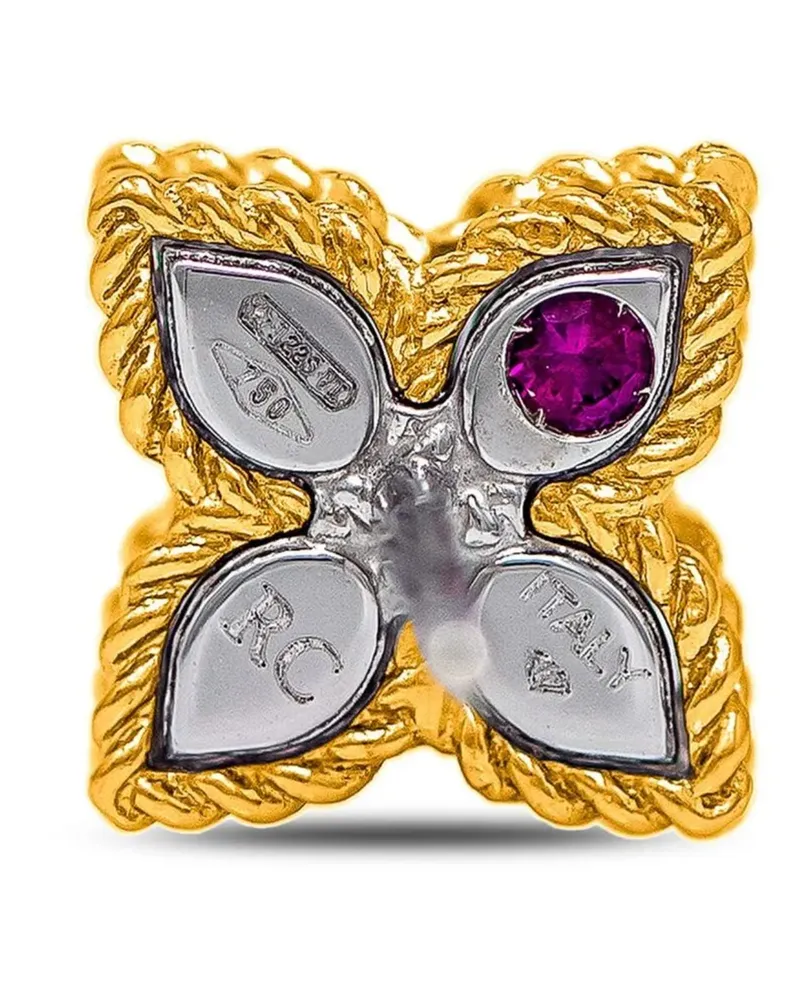 Roberto Coin Women's 18kt Yellow Gold Princess Flower Diamond Earrings Continuty Gold