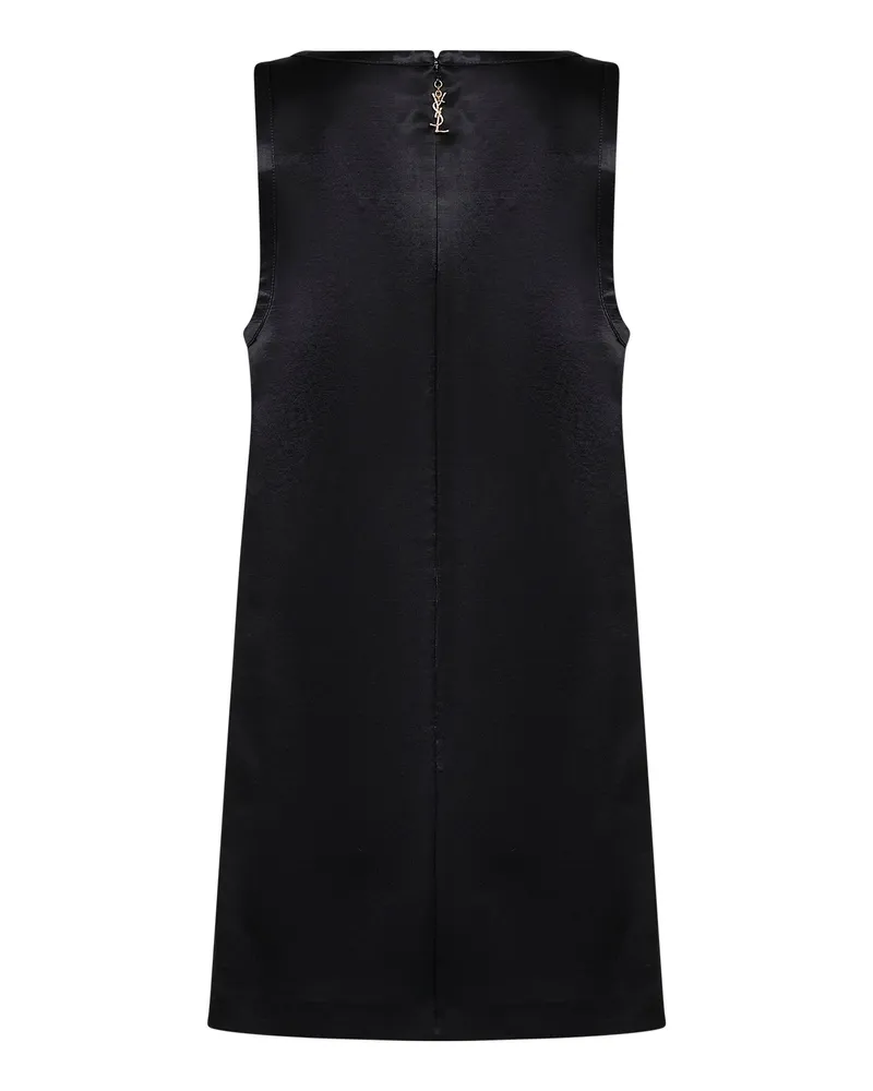 Saint Laurent Women's Sheath Mini Dress Cassandre Black Satin Viscose Black