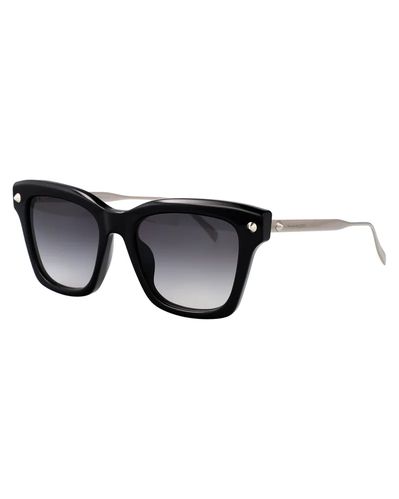 Alexander McQueen Women's Sunglasses Am0483s Black-Silver-Grey Metal Black/silver/grey Black