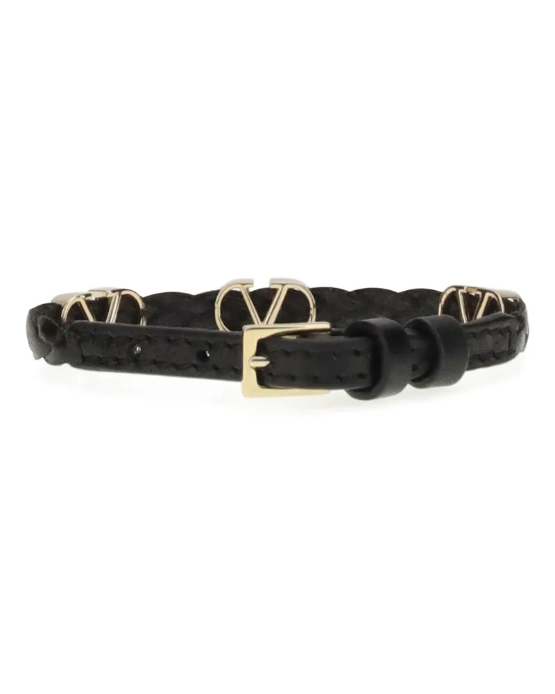Valentino Garavani Women's Vlogo Signature Braided Leather Bracelet Nero Calf Bos Taurus Bracelets Black