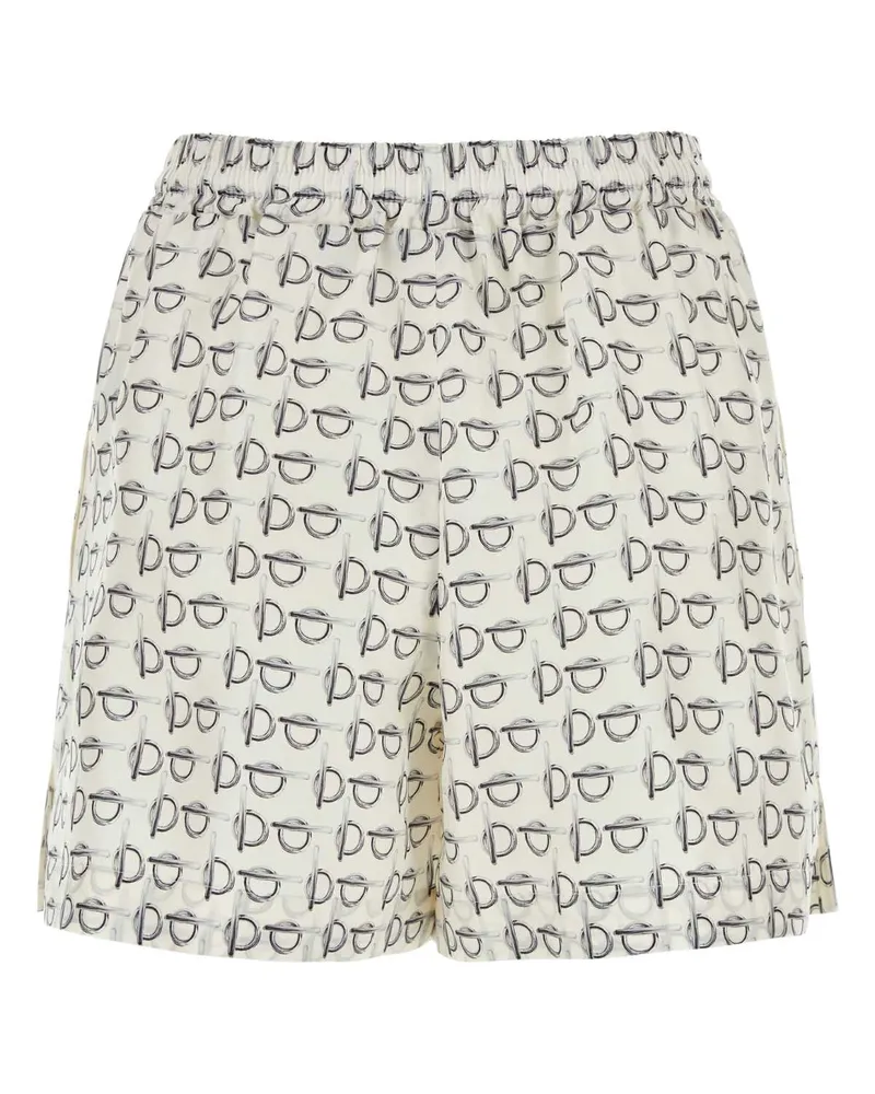 Burberry Women's Printed Silk Shorts Silverwhite Exterior White