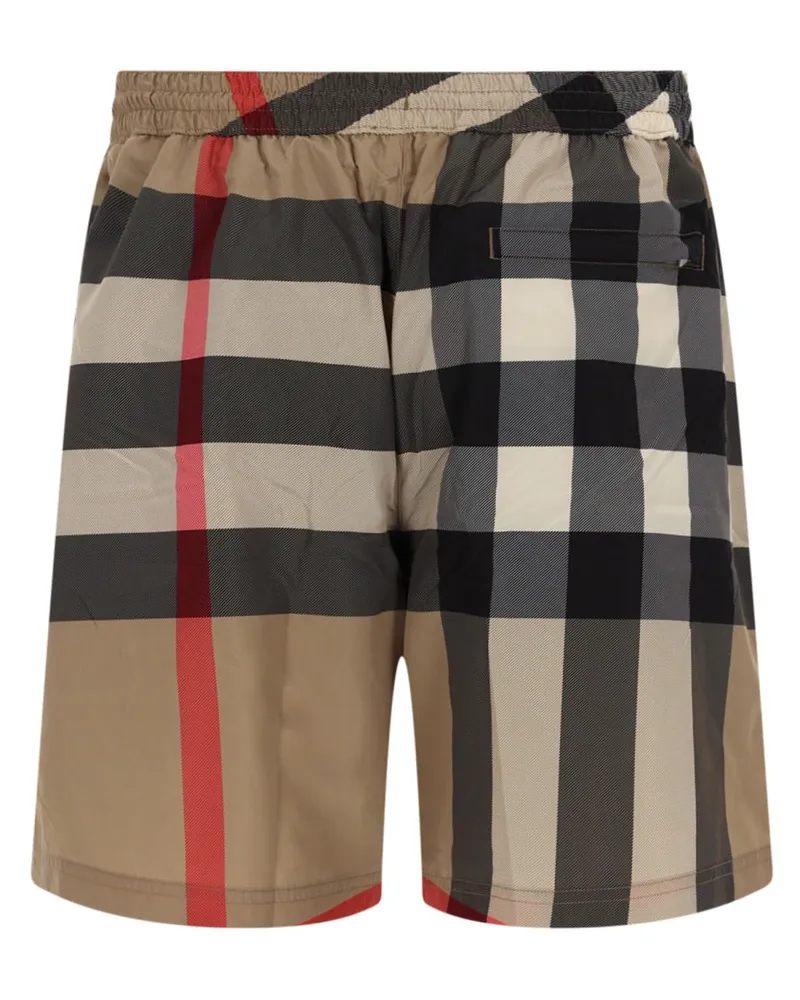 Burberry Checked Polyester Swim Shorts — Beige Beige