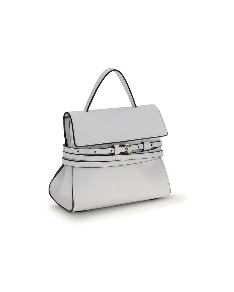 Moschino Women's Tie Me Top Handle Bag White Calf Leather Bos White