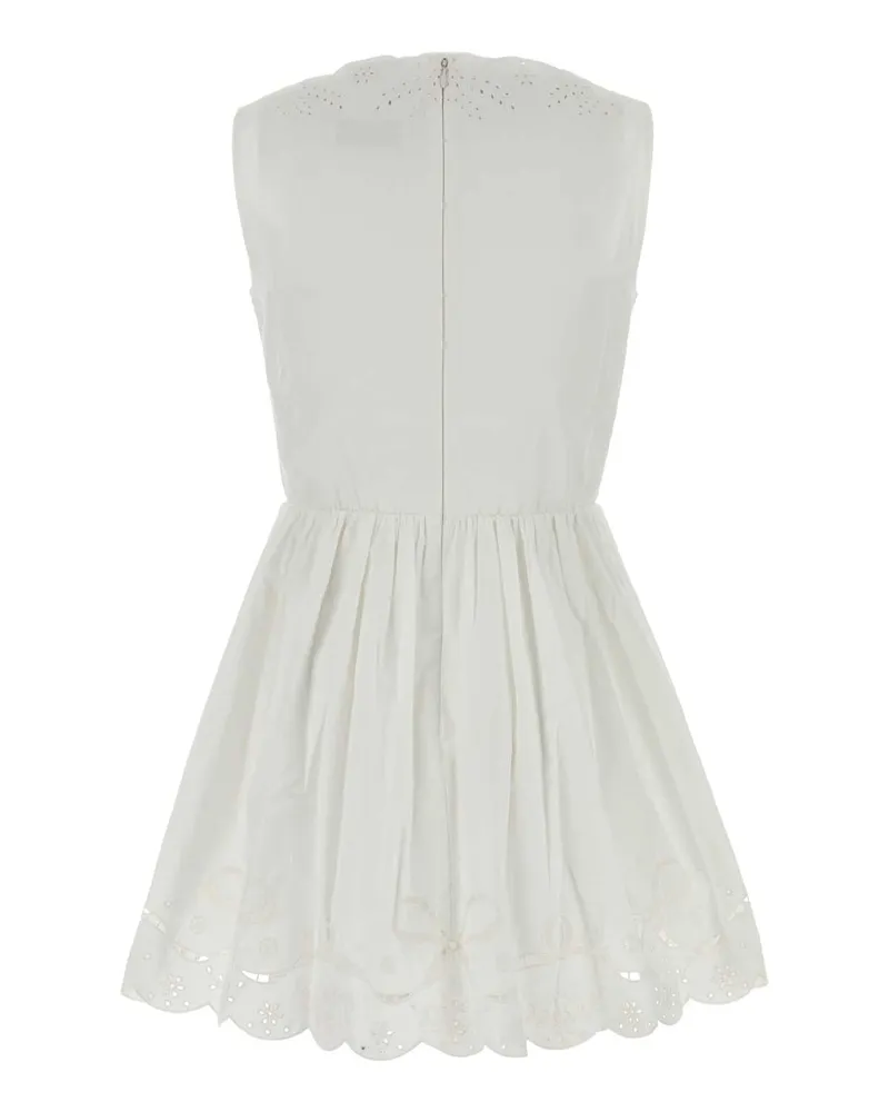 Self-Portrait Women's White Poplin Mini Dress Bianco Abiti White