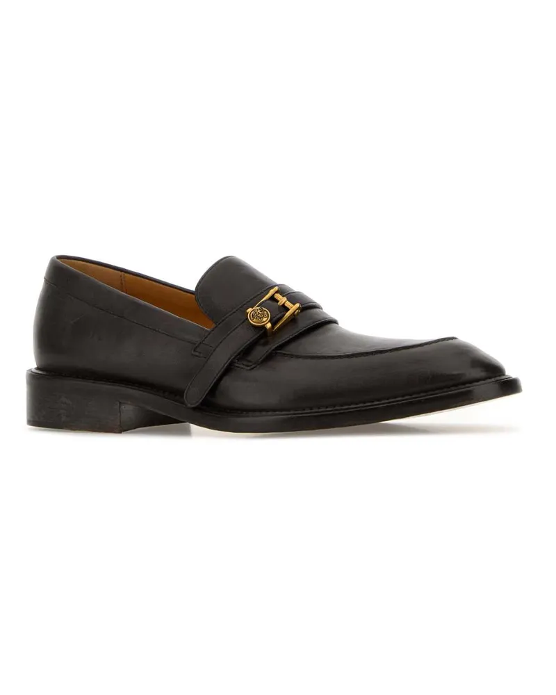 Versace Men's Dark Brown Leather Loafers Ebano Mocassini Brown