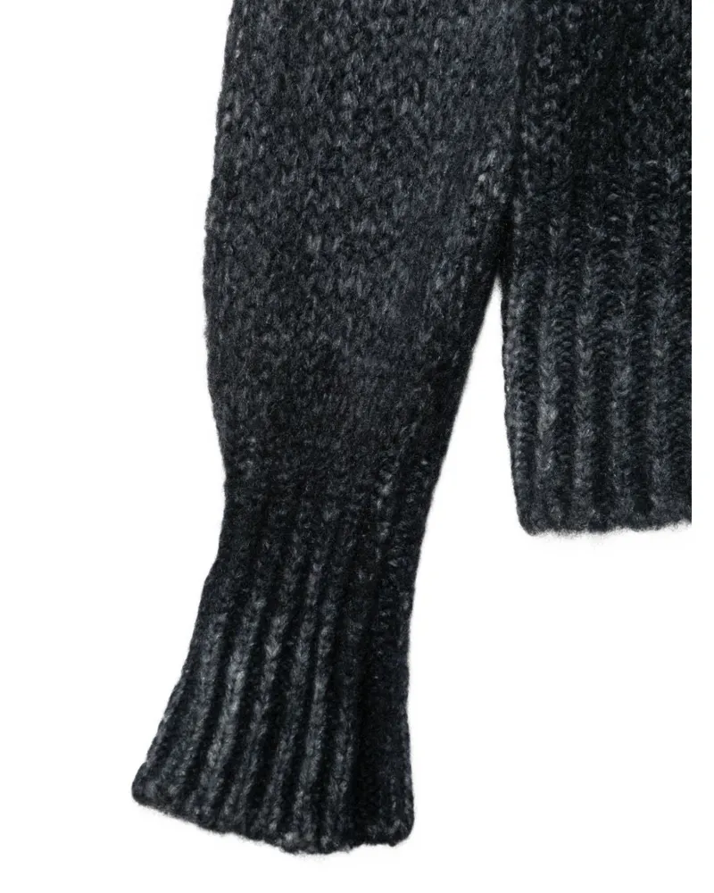 Avant Toi Open-Knit Crew Neck Sweater — Navy Navy