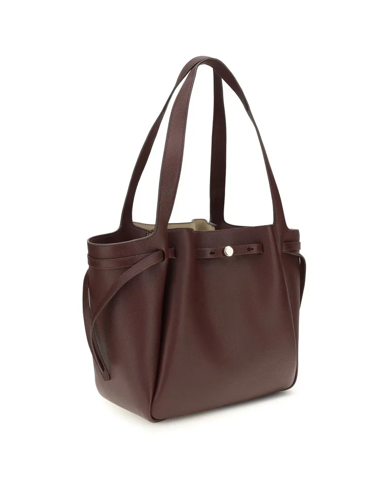 Tory Burch Romy Pebbled Leather Tote Bag — Brown Brown