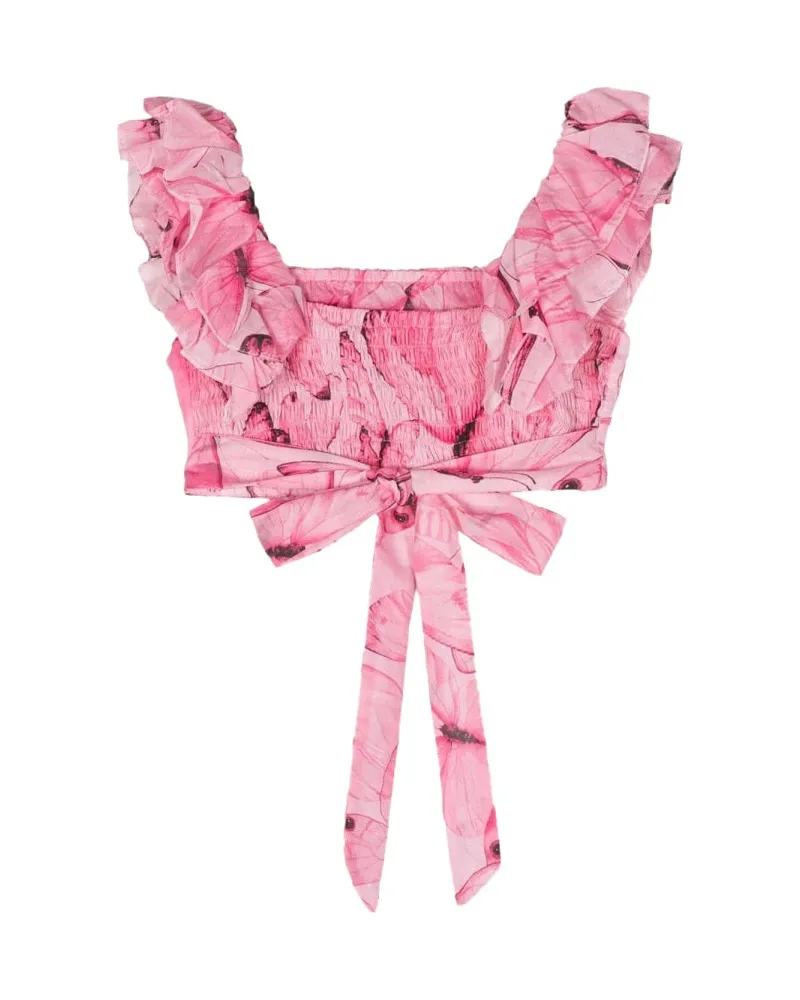 Blumarine Butterfly Motif Cotton T-Shirt — Pink Pink