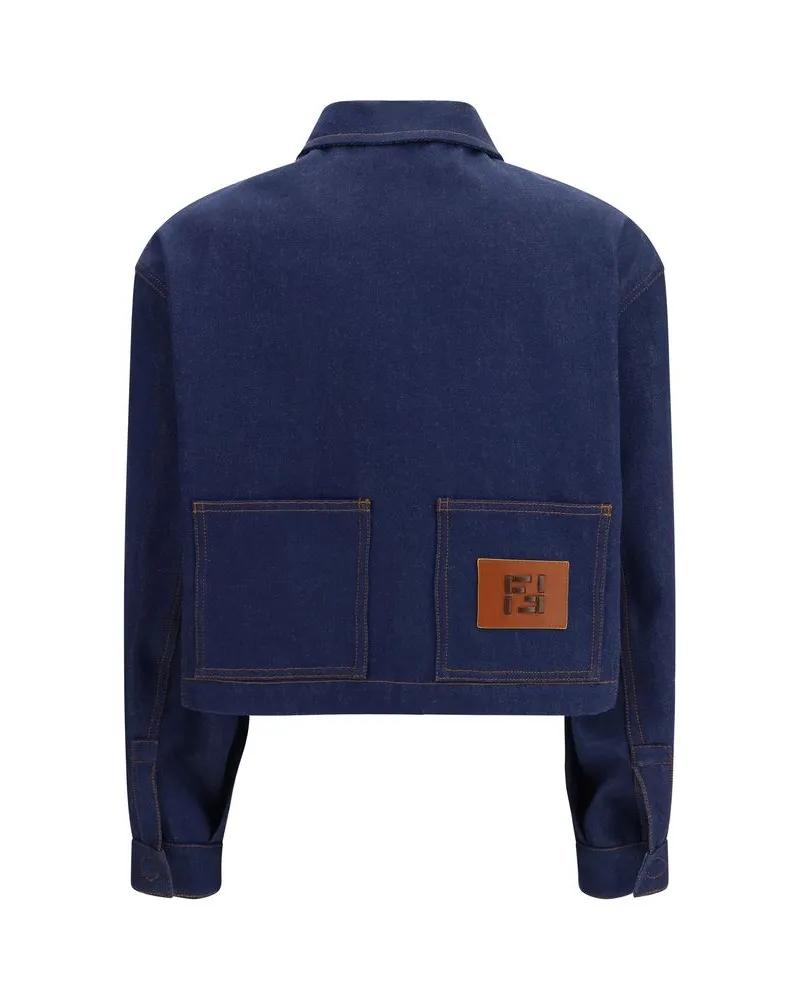 Fendi Women's Blue Cotton Denim Jacket Clothing Blue