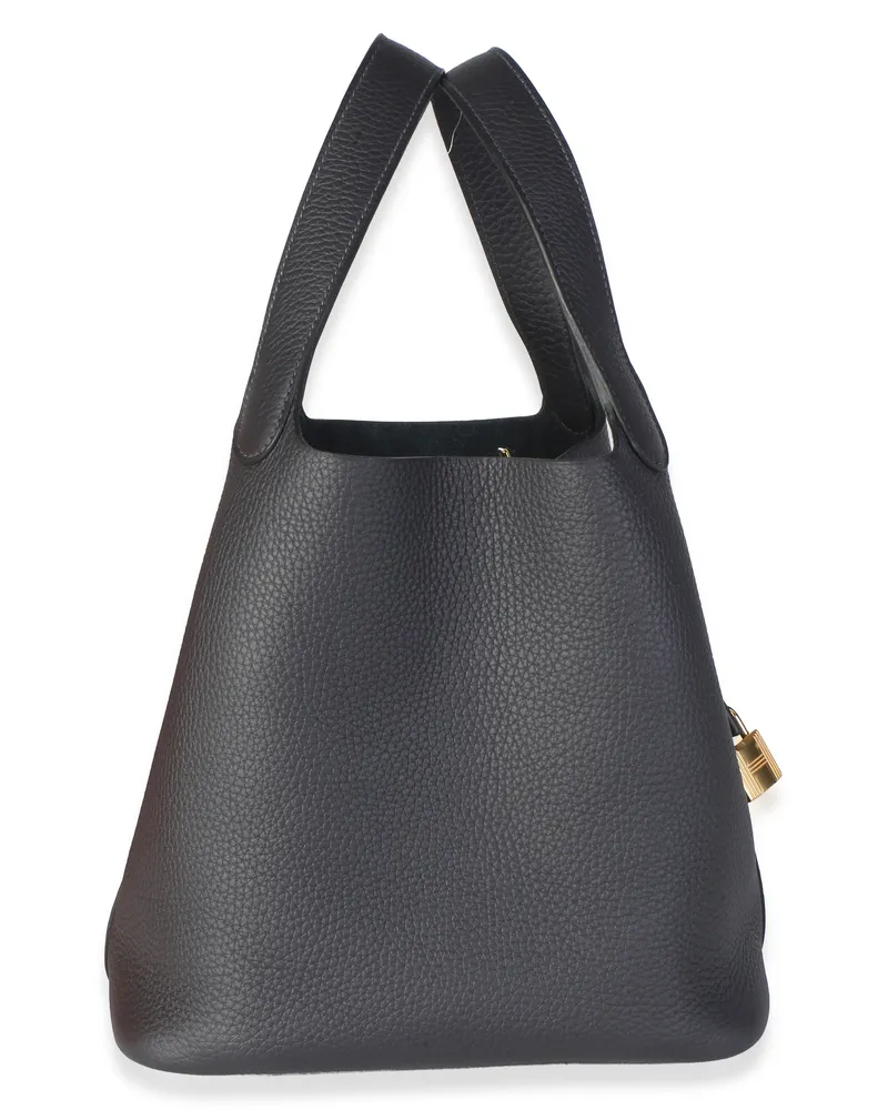 Hermès Caban Clemence Picotin Lock 22 Ghw Black Leather Bag Black