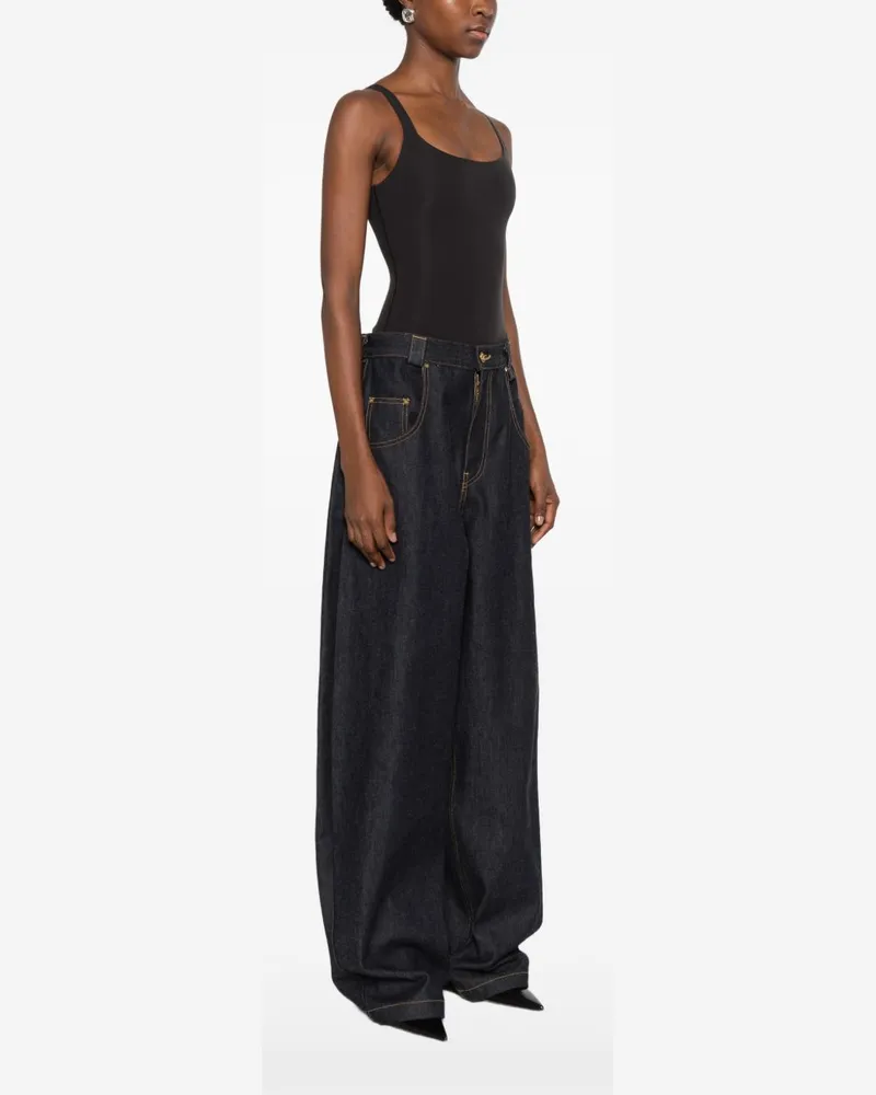 032c Square Neck Bodysuit — Black Black