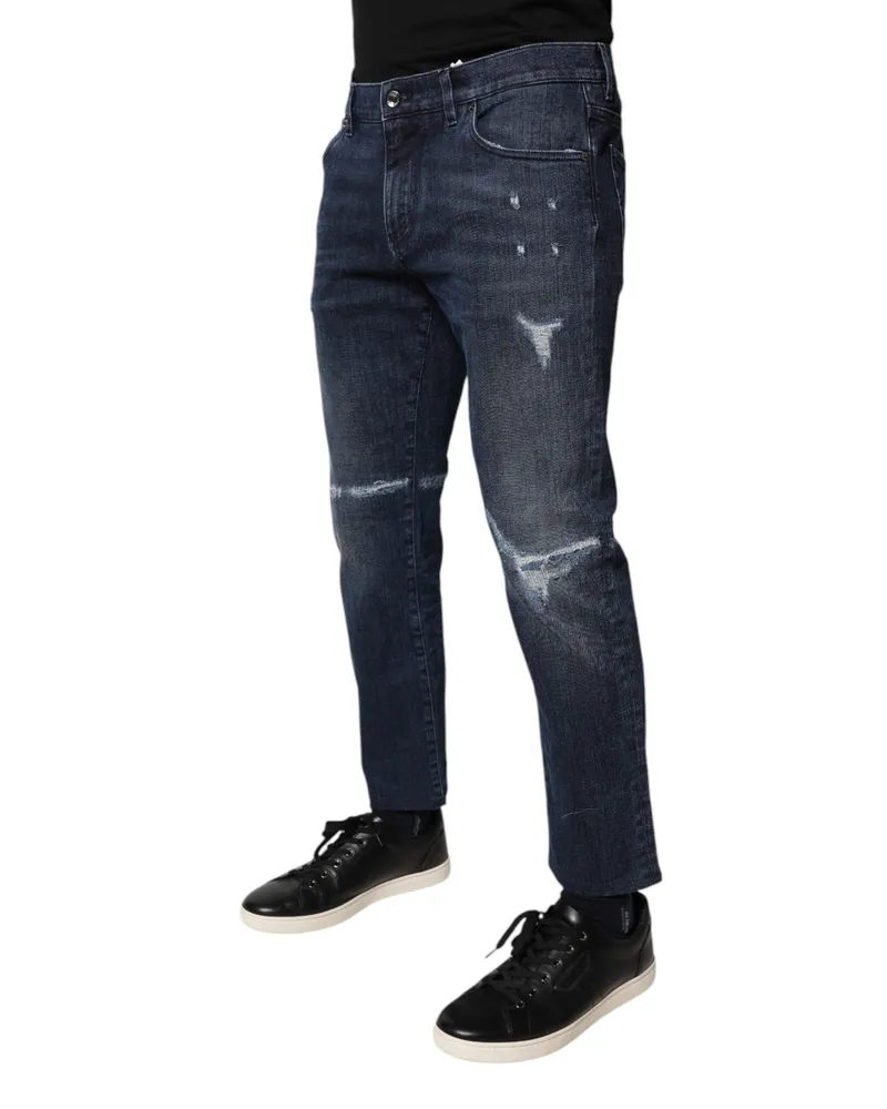 Dolce & Gabbana Blue Cotton Stretch Skinny Men Denim Jeans Elastane Clothing Blue