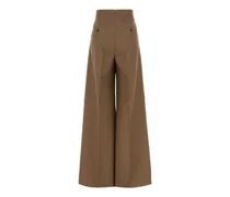 Women's Biscuit Wool Teruel Flared Leg Pant Nocciola Fodera: Cotton Pantaloni Trousers
