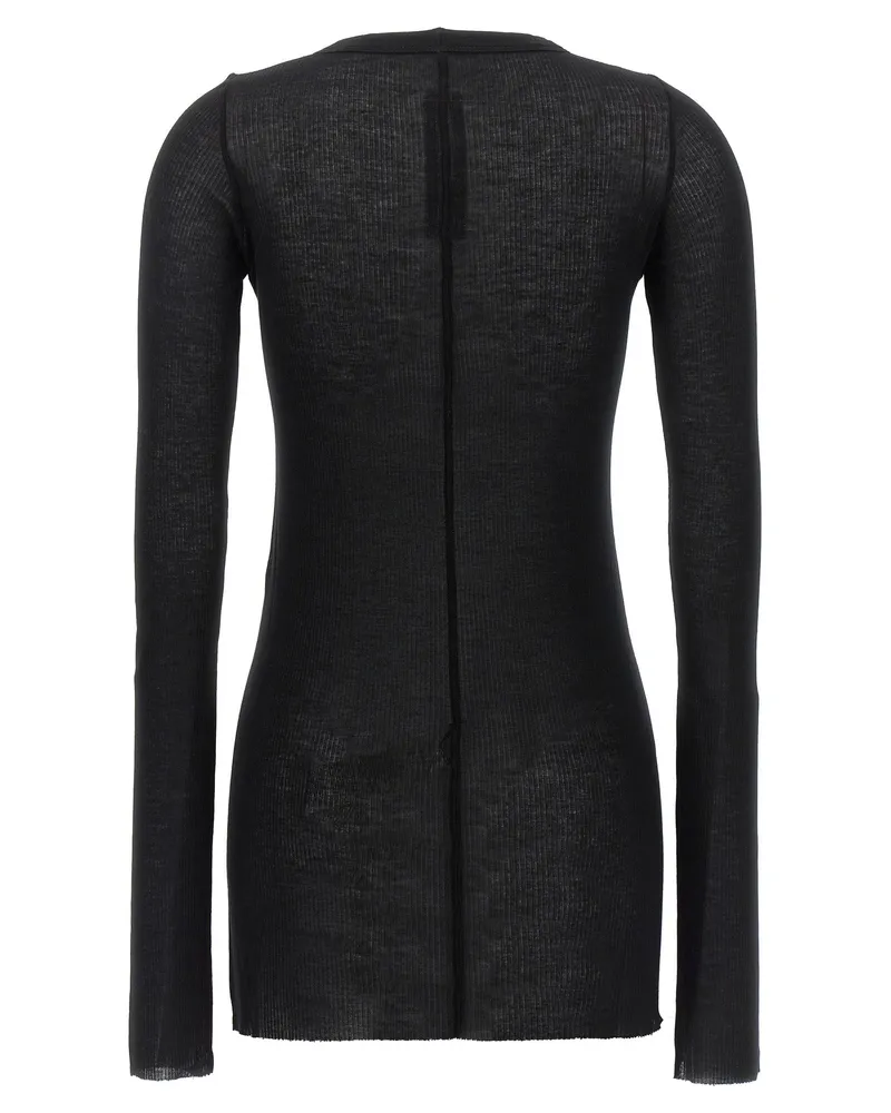 Rick Owens Ribbed Viscose Long Sleeve T-Shirt — Black Black