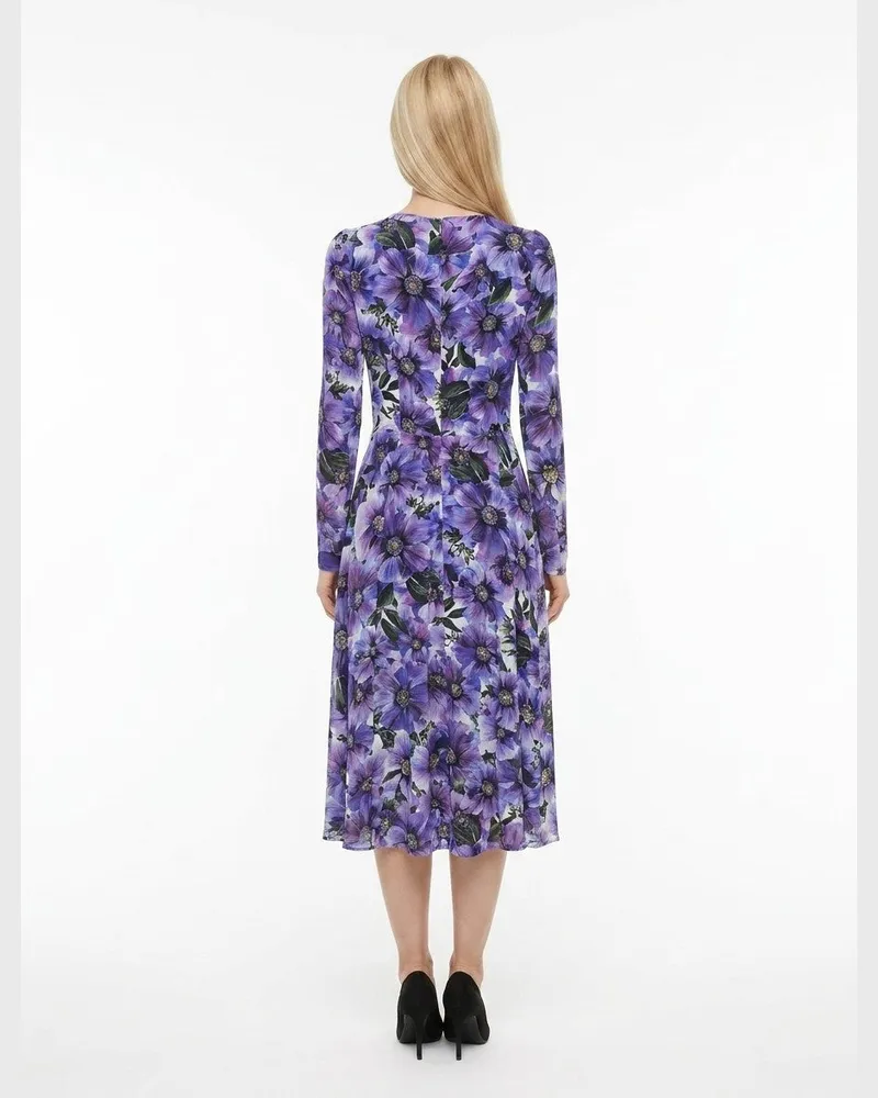 Dolce & Gabbana Floral Silk Dress — Purple Purple