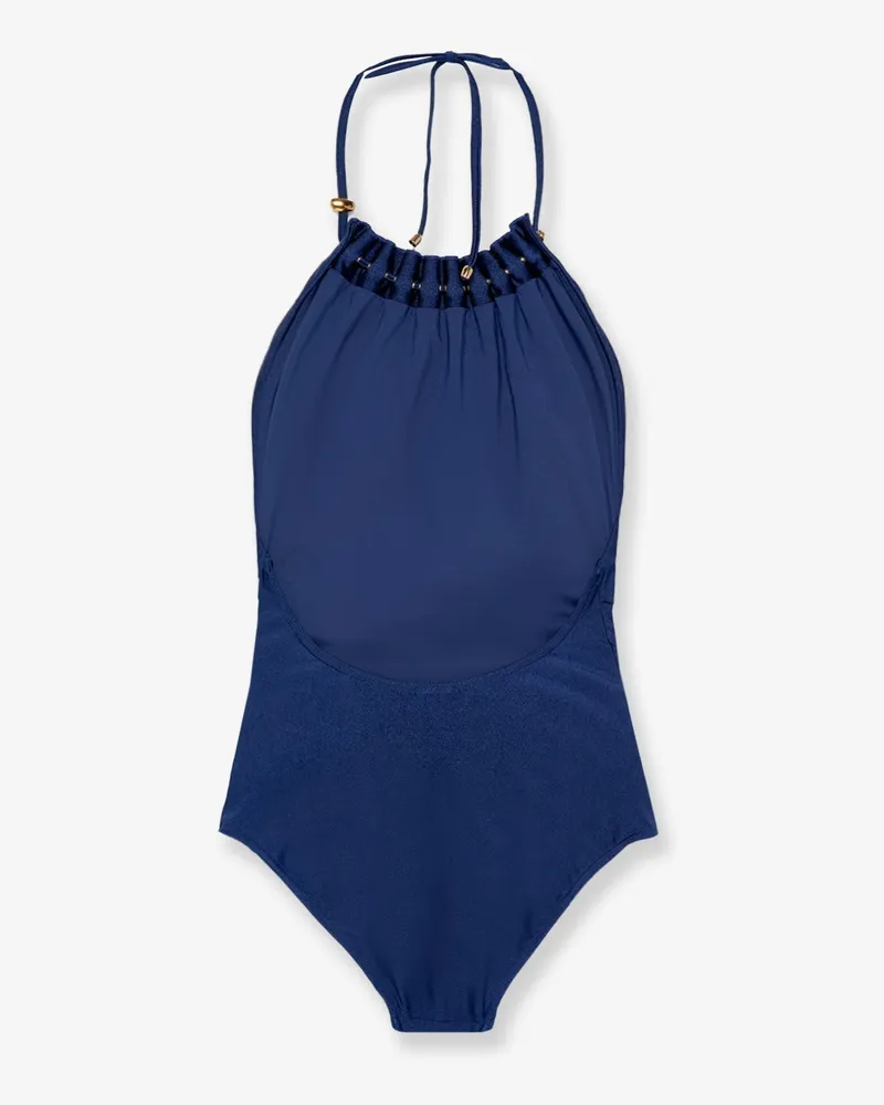 Zimmermann Women's One-Piece Swimsuit Aster Shiny Nylon Blue Polyamide Swimwear Sea Clothing Blue