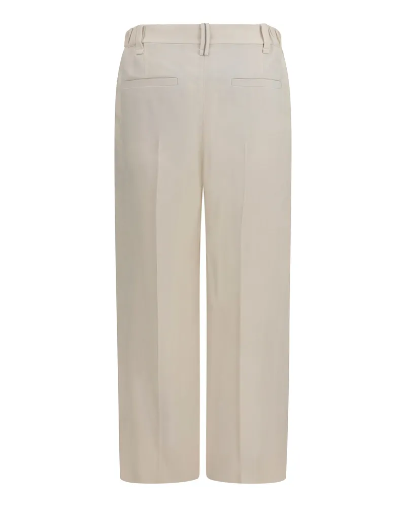 Brunello Cucinelli Women's Cigarette Pants Fluid Viscose And Linen Twill Panna Viscose; Trousers Beige