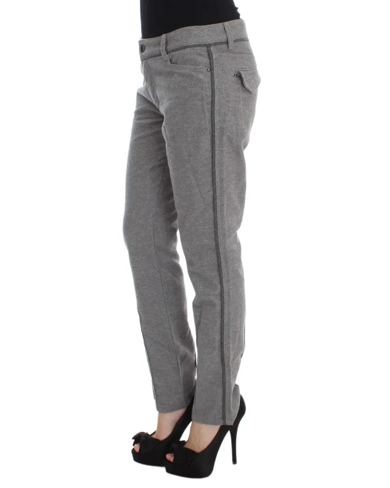 Ermanno Scervino Women's Gray Cotton Straight Fit Casual Pants Gray