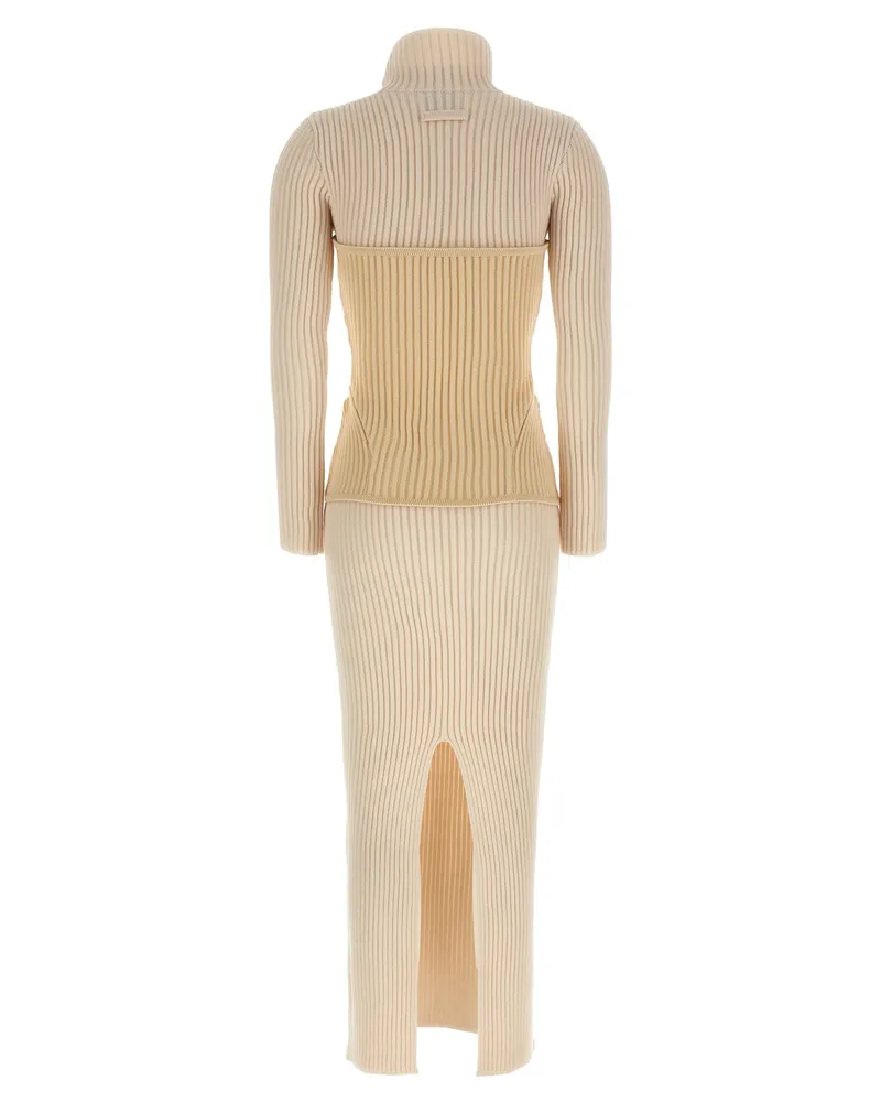 Jean Paul Gaultier Women's Beige Merino Wool Long Dress Beige