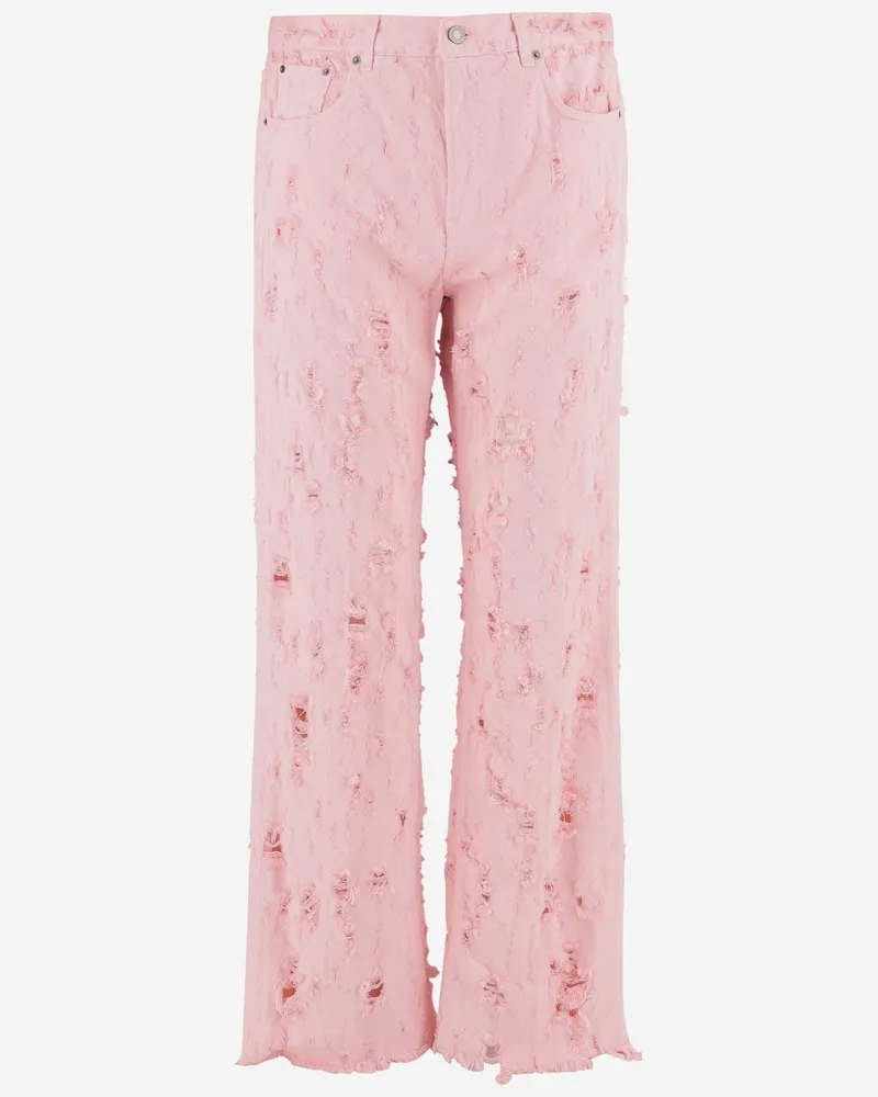 Haikure Destroyed Cotton Jeans — Pink Pink