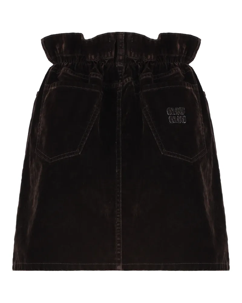 Miu Miu Women's Skirt Velvet Brown Cotton Brown