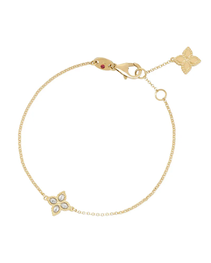 Roberto Coin Women's 18kt Yellow Gold Princess Flower Diamond Bracelet Continuty Gold