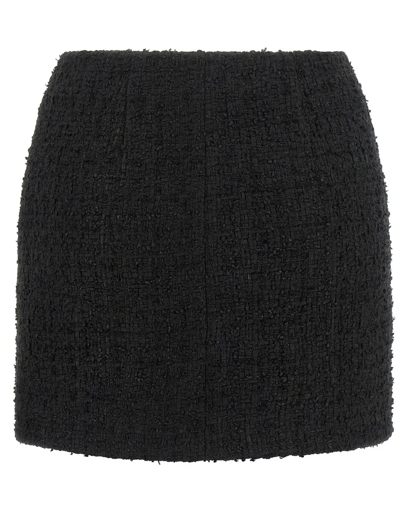 Balmain Embossed Button Detail Bouclé Miniskirt — Black Black