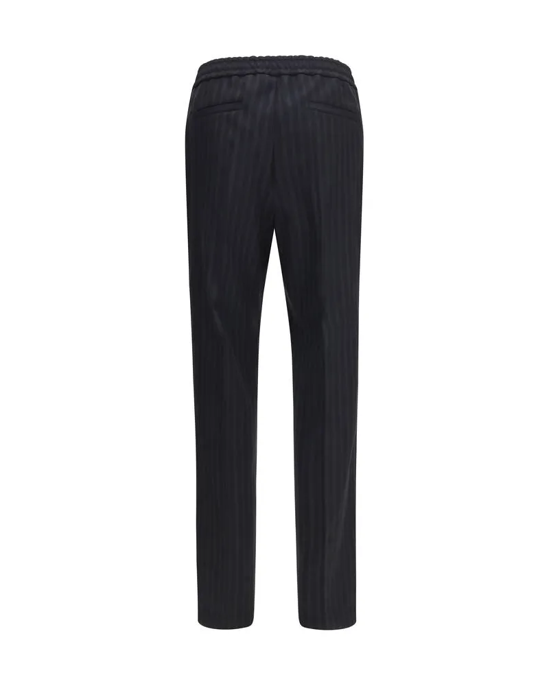Versace Wool Merino with Greek Monogram Trousers — Black Black