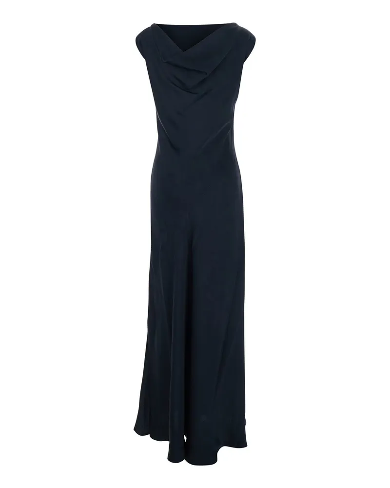 Antonelli Firenze Women's Dress With Draped Neckline Blue Acetate Blue