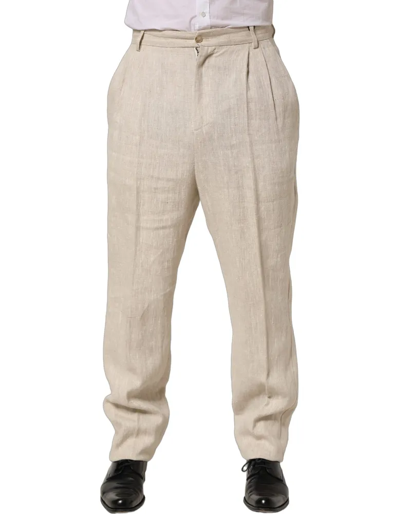 Dolce & Gabbana Linen Trousers — Beige Beige