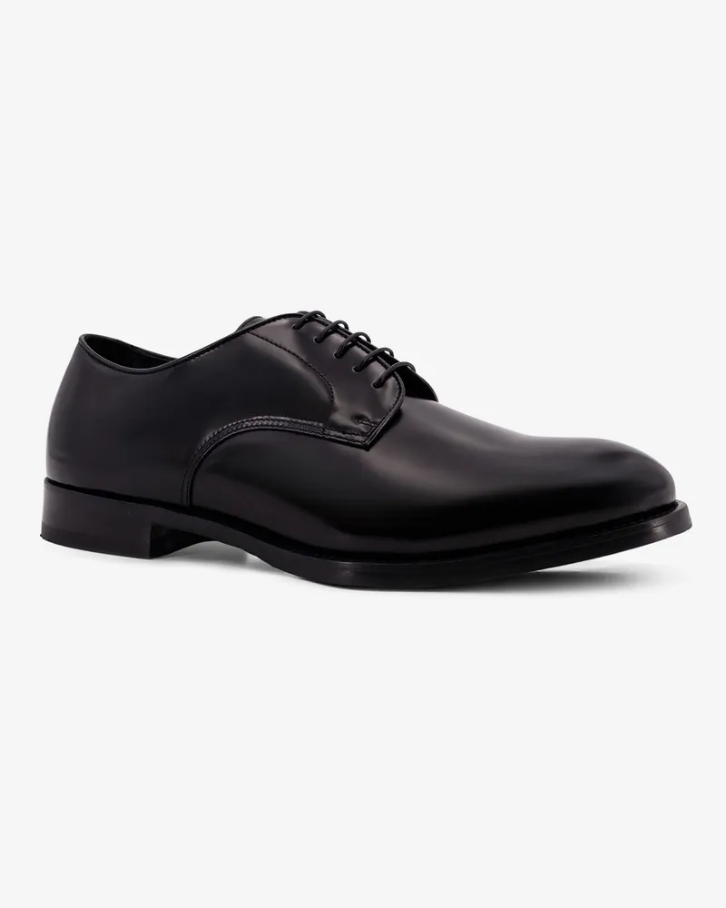 Doucal´s Men's Lace-Up Shoes Leather Black Flat Black