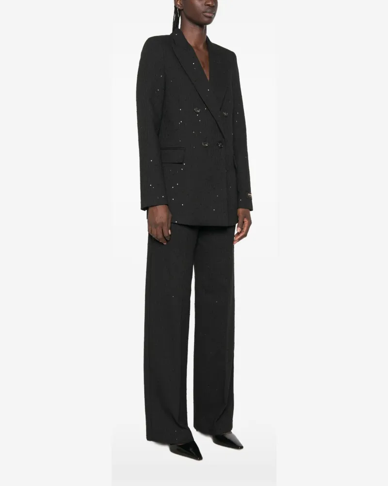 Ermanno Scervino Sequin-Embellished Pinstripe Blazer — Black Black