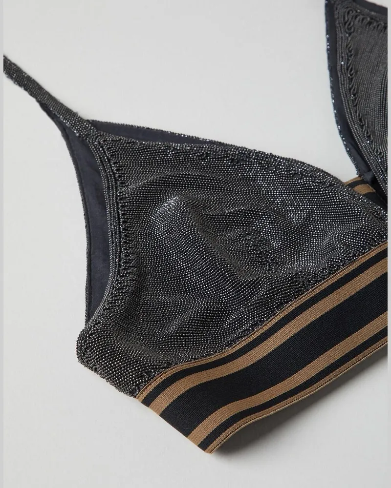 Brunello Cucinelli Womens Black Striped Band Bralette Accessories & Slg Black