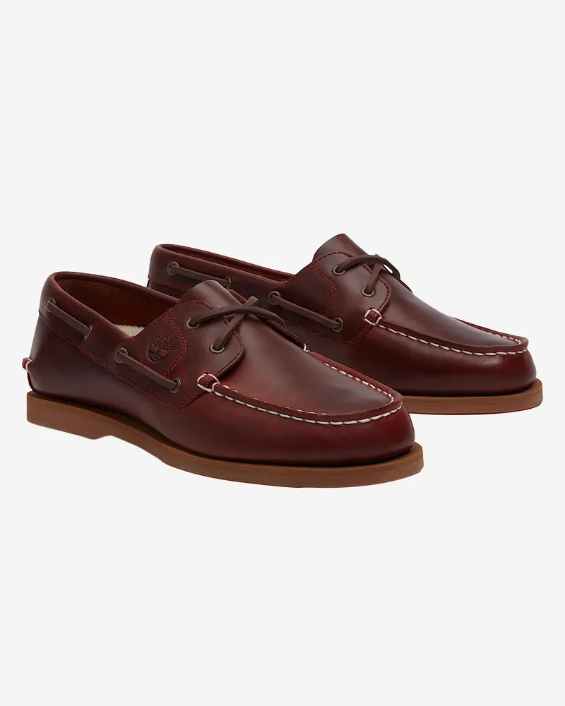 Timberland Women's Loafers Classic Boat Leather Bordeaux Red