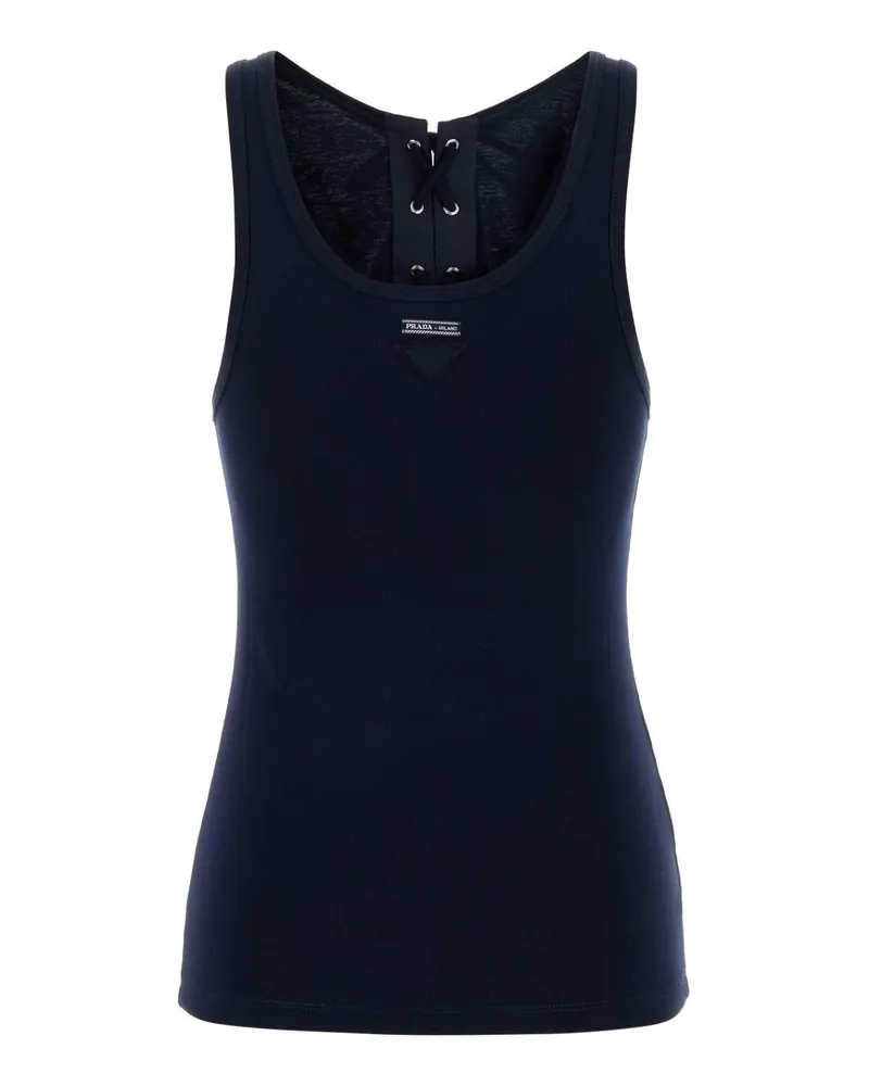 Prada Women's Navy Blue Cotton Tank Top Maglie Sweater Navy