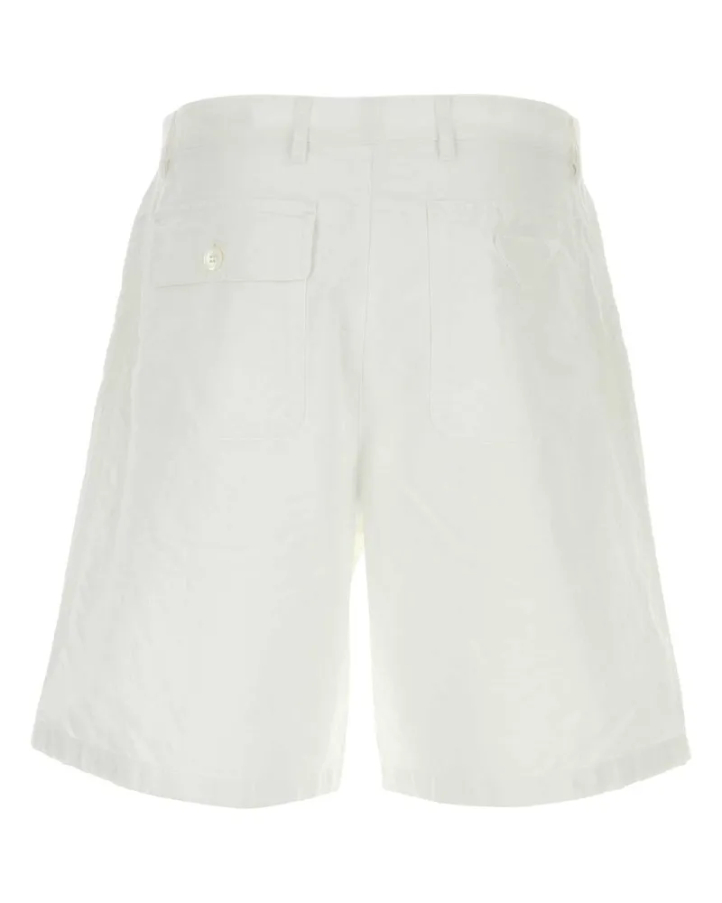 Prada Men's White Oxford Bermuda Shorts Bianco Exterior: Cotton White