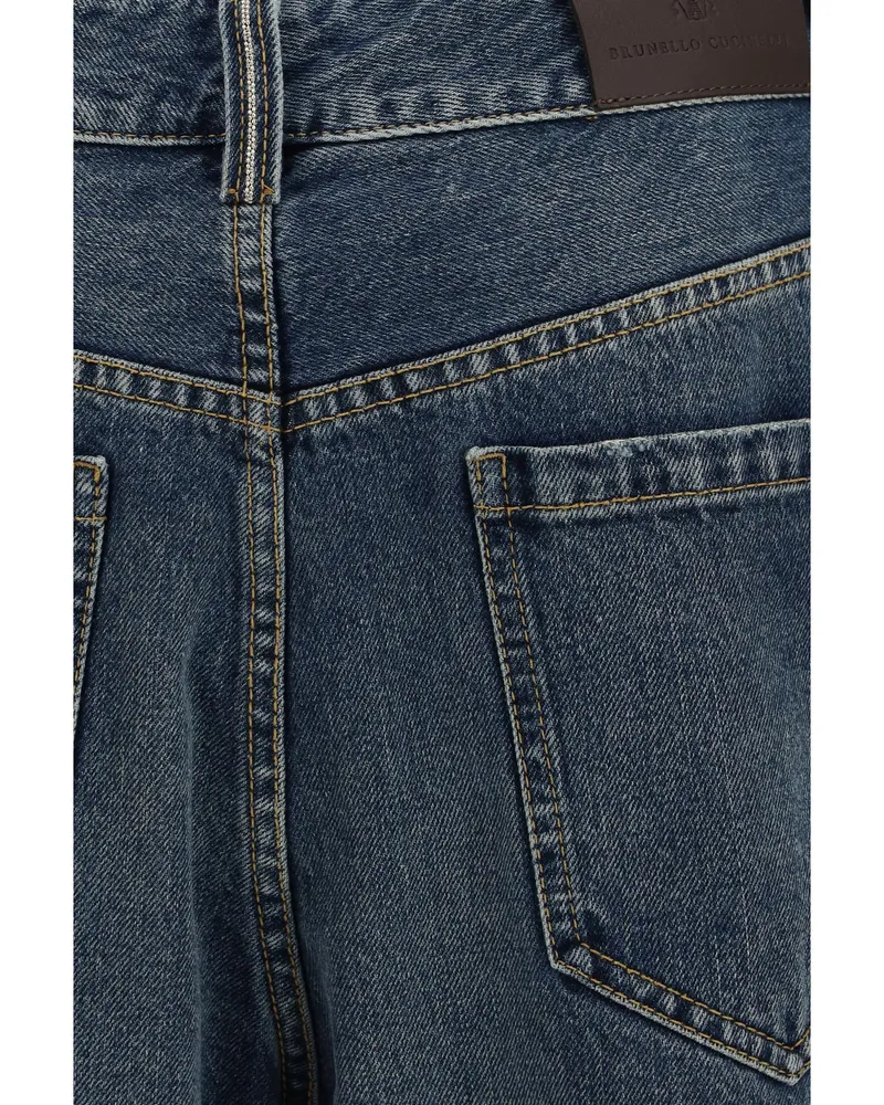 Brunello Cucinelli Wide-Leg Washed Denim Jeans — Blue Blue