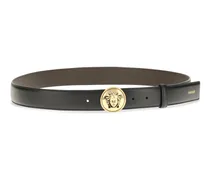Men's Medusa Buckle Leather Belt Black-Gold Calf Bos Taurus E Braces Black/gold